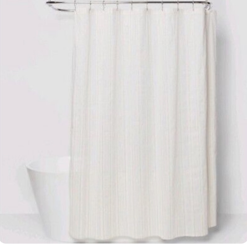 NWT threshold tan striped variegated shower curtain 72”x72”